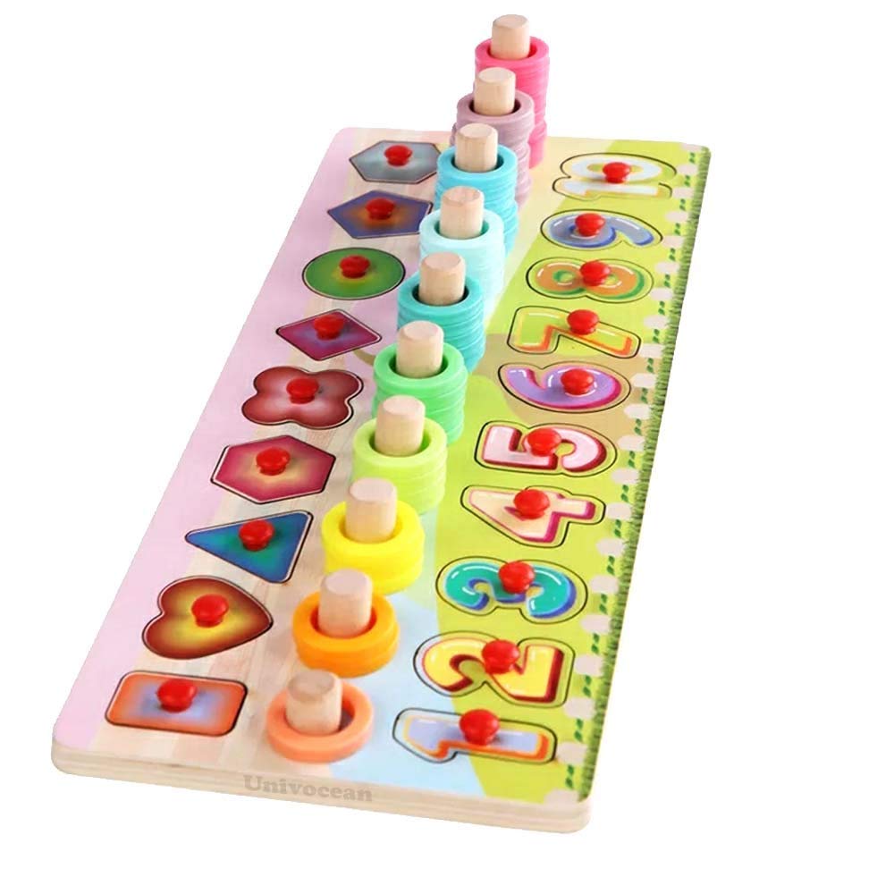  Wooden Math Puzzle & Fishing Sorting Toy - Early Educational Educational Toys