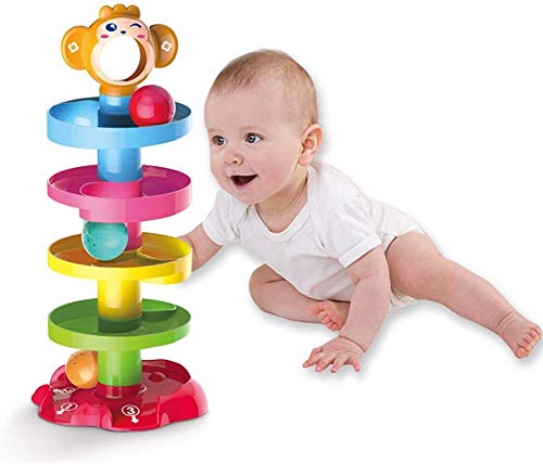 5 Layer Plastic Stack, Drop and Go Ball Drop and Roll Swirling Tower Ramp Development Educational Toys