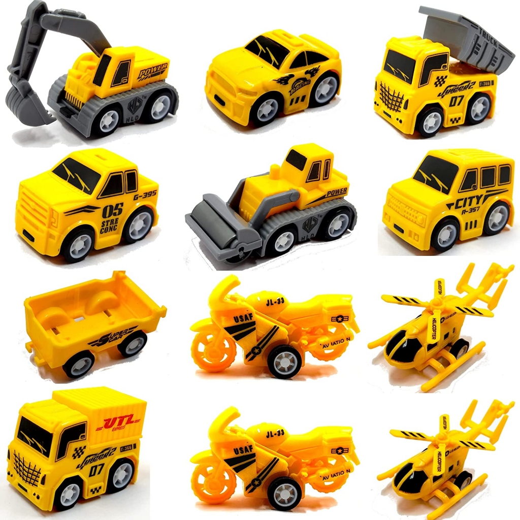  Car Unbreakable Construction Vehicles Pull Back Toy Cars Playset, Truck Model Kit 