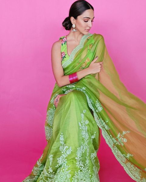 Organza Embroidery Saree With Printed Blouse