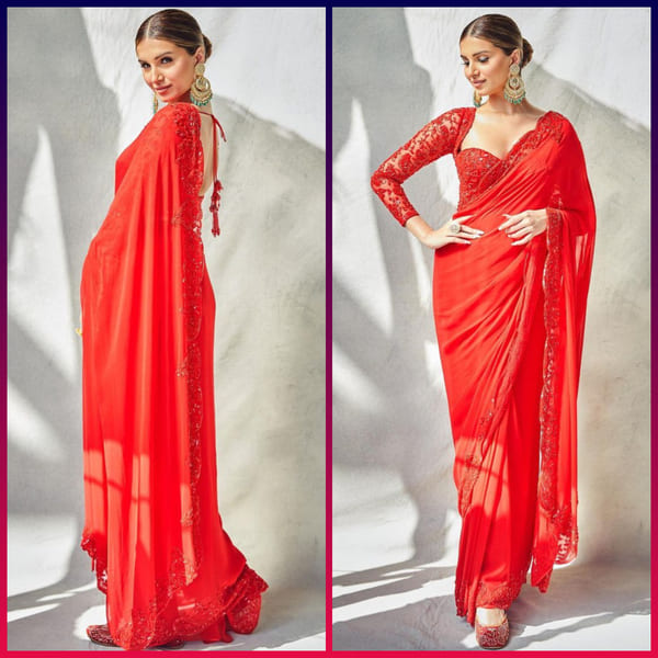 Red Embroidered Saree