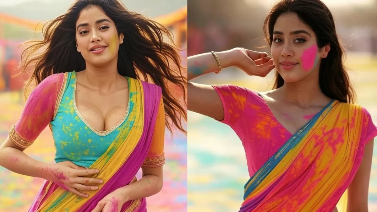 Janhvi Kapoor holi look in saree