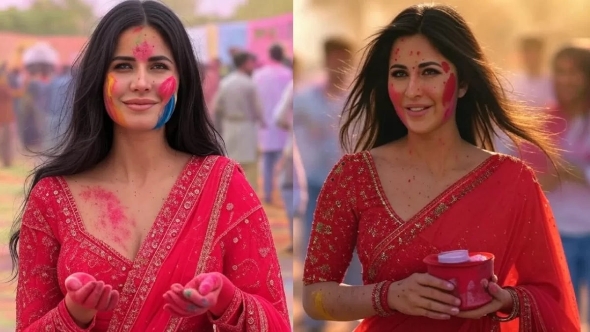 Katrina Kaif Holi look in red saree