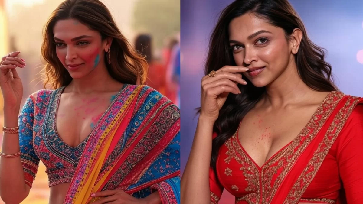 deepika padukone holi look in saree