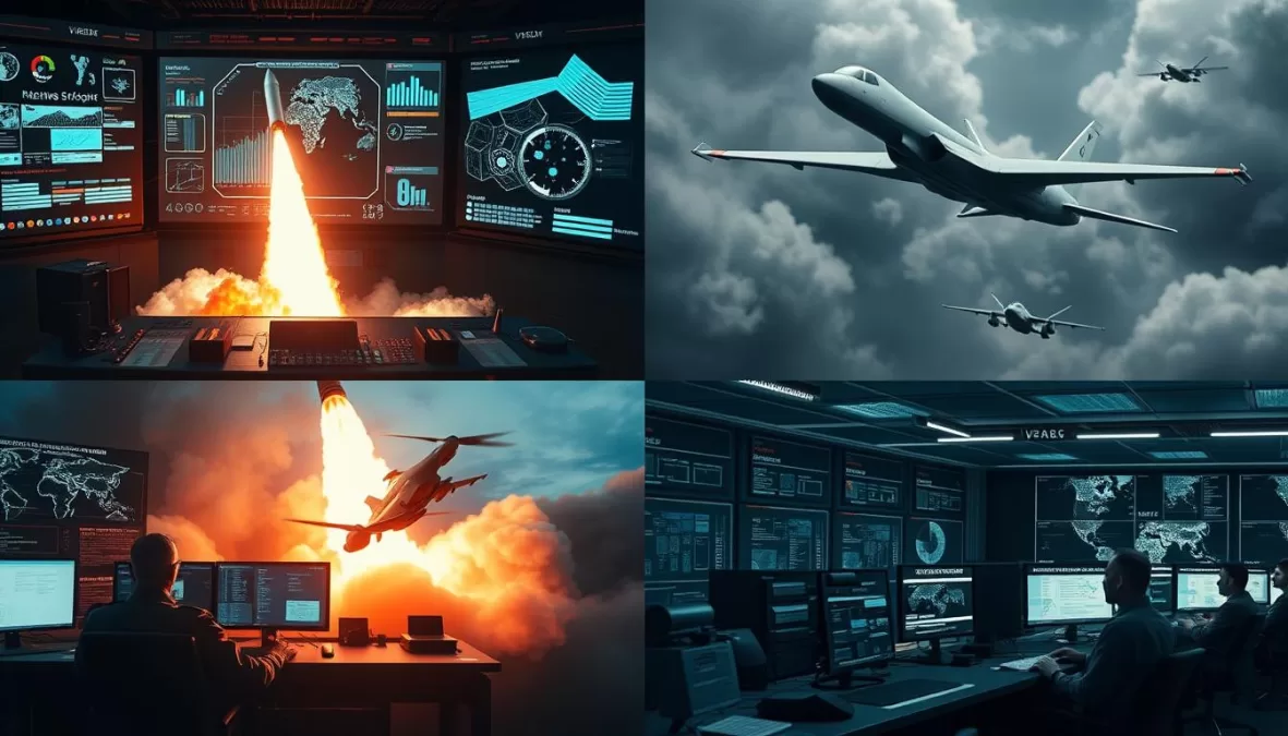 Advanced military technologies including AI systems, hypersonic missiles, and cyber warfare operations Advanced military technologies including AI systems, hypersonic missiles, and cyber warfare operations