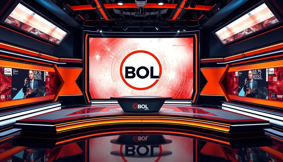 Bol News innovative studio setup with interactive screens and modern technology Bol News innovative studio setup with interactive screens and modern technology