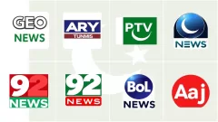 Collage of top 10 news channels in Pakistan logos arranged in a grid