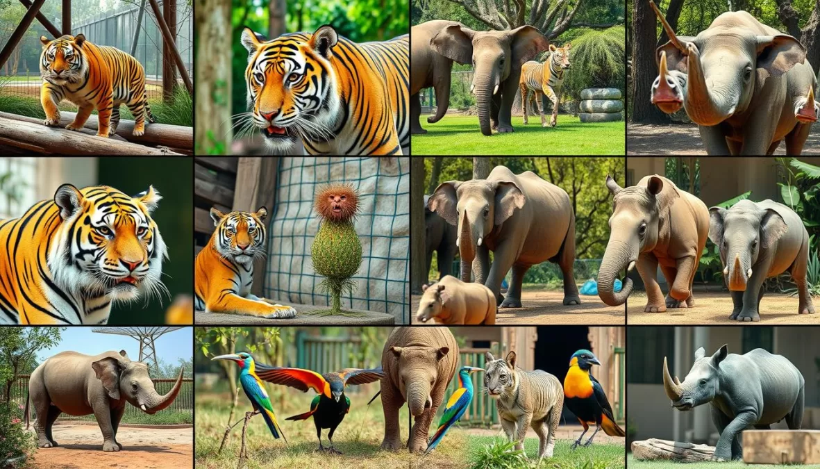 Diverse wildlife collection from top 10 zoo in India showing conservation success Diverse wildlife collection from top 10 zoo in India showing conservation success