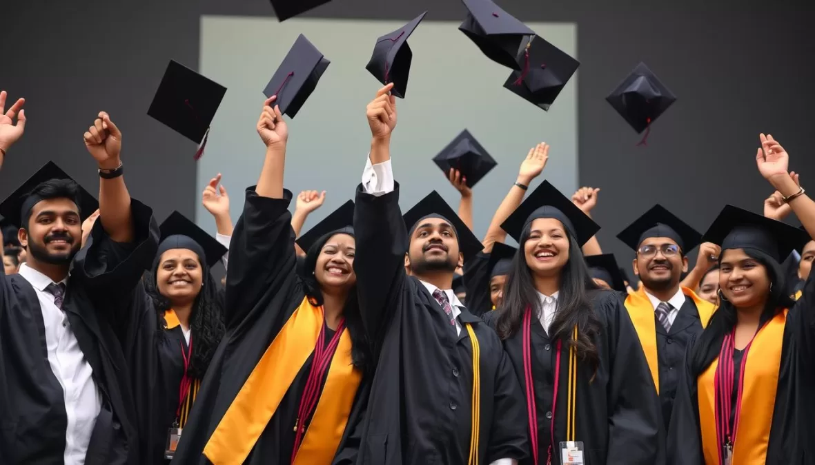 Engineering graduates celebrating at a convocation ceremony from top engineering colleges in India other than IIT and NIT Engineering graduates celebrating at a convocation ceremony from top engineering colleges in India other than IIT and NIT