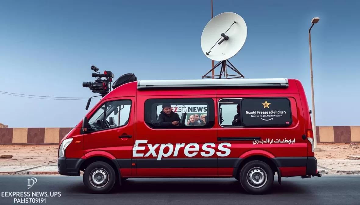 Express News outdoor broadcast van reporting from a location in Pakistan Express News outdoor broadcast van reporting from a location in Pakistan
