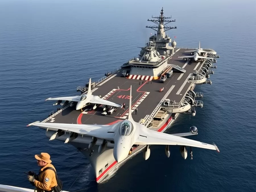 Italian military showing aircraft carrier Cavour and Eurofighter Typhoons Italian military showing aircraft carrier Cavour and Eurofighter Typhoons