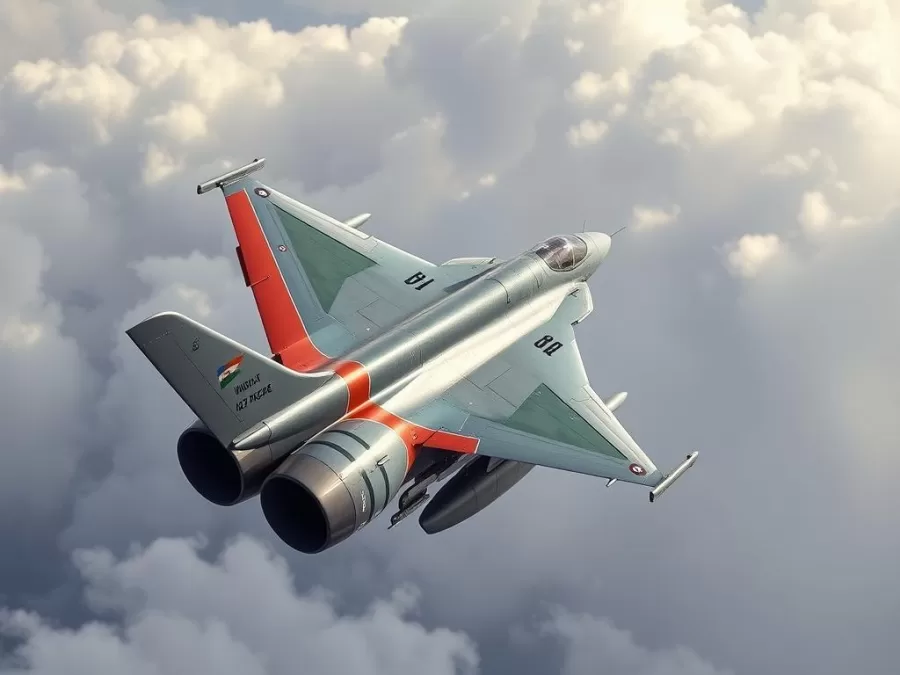 MiG-29UPG fighter jet of the Indian Air Force during flight MiG-29UPG fighter jet of the Indian Air Force during flight