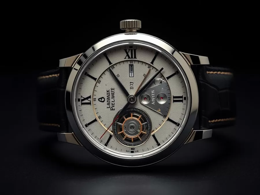 A. Lange & Söhne Lange 1 watch showing the asymmetrical dial layout and outsize date