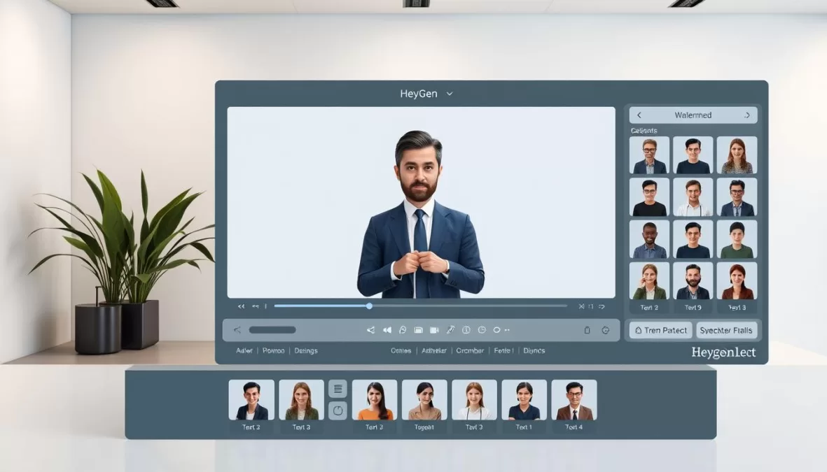 HeyGen interface showing AI avatar video creation HeyGen interface showing AI avatar video creation
