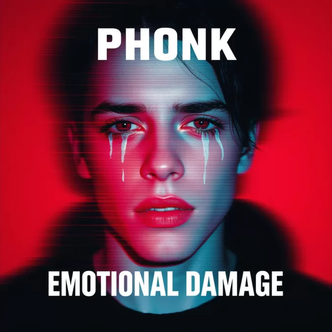 Phonk Agony - Emotional Damage track artwork with emotional theme