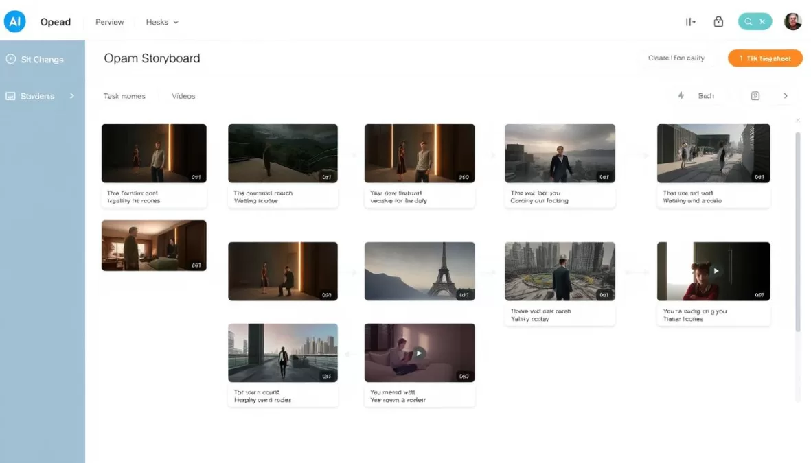 Sora's Storyboard feature showing multiple scenes Sora's Storyboard feature showing multiple scenes