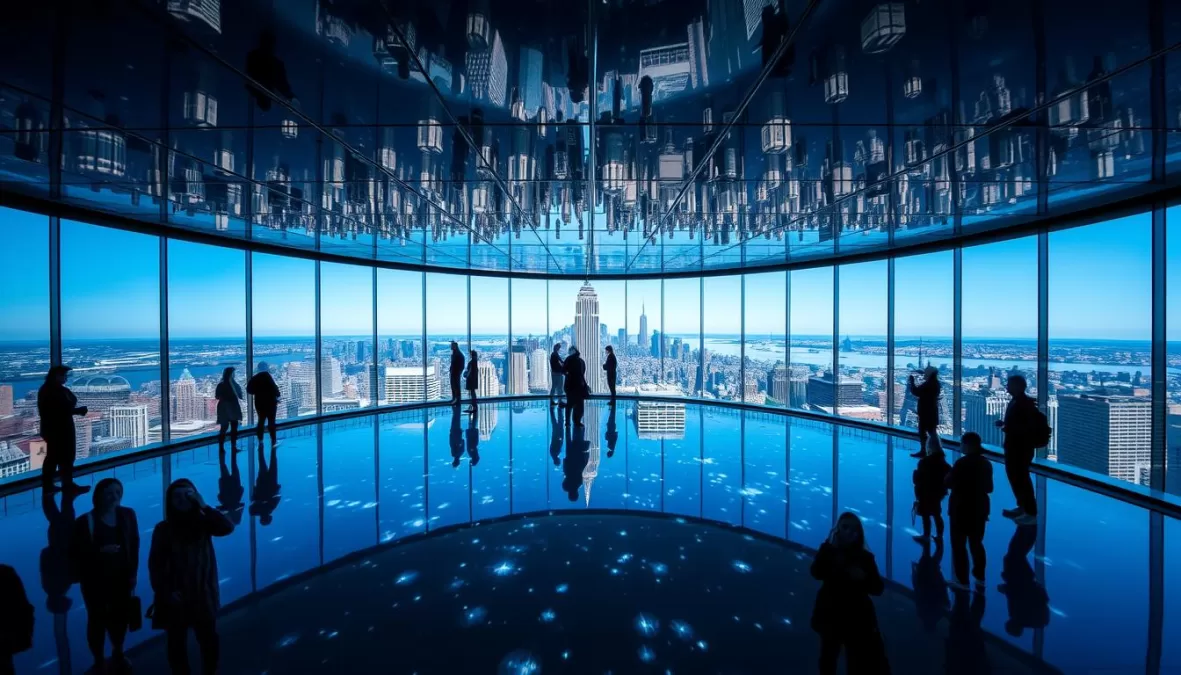 The mirrored interior of SUMMIT One Vanderbilt with visitors experiencing the immersive art installations in 2025