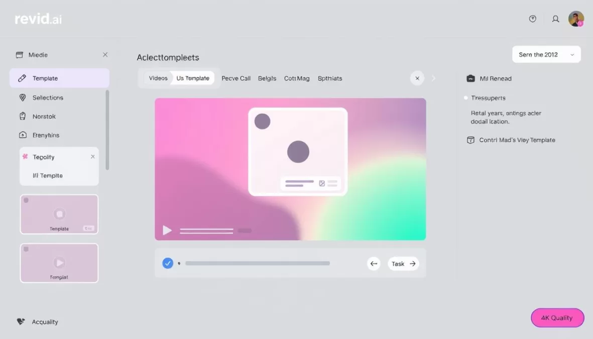 revid.ai interface showing video template selection revid.ai interface showing video template selection
