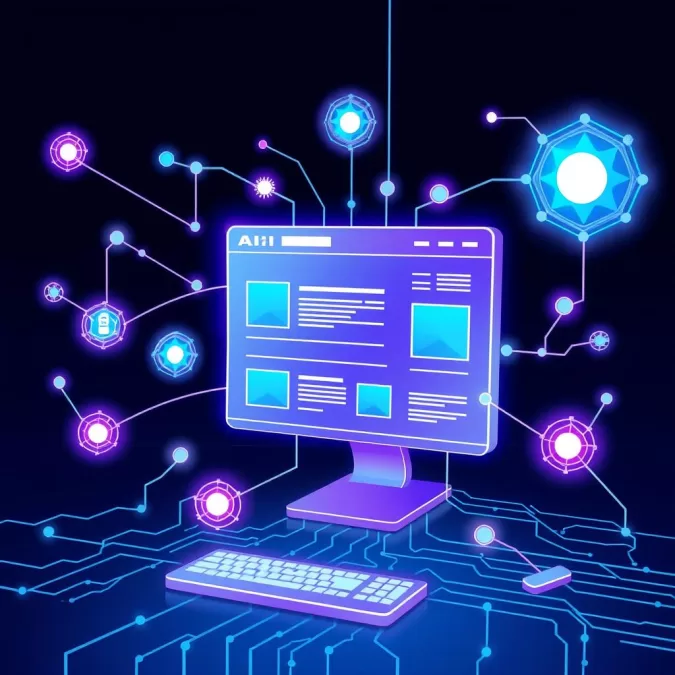 AI-powered web development illustration