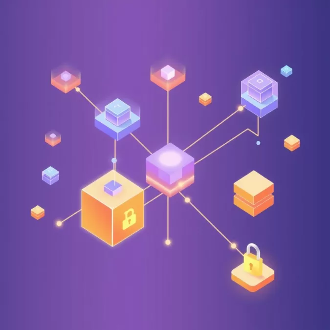 Blockchain web development illustration