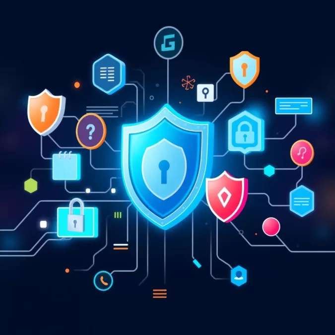 Cybersecurity-focused web development illustration