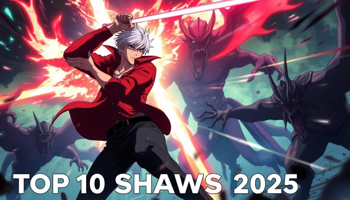 Devil May Cry animated action scene featuring Dante battling demons
