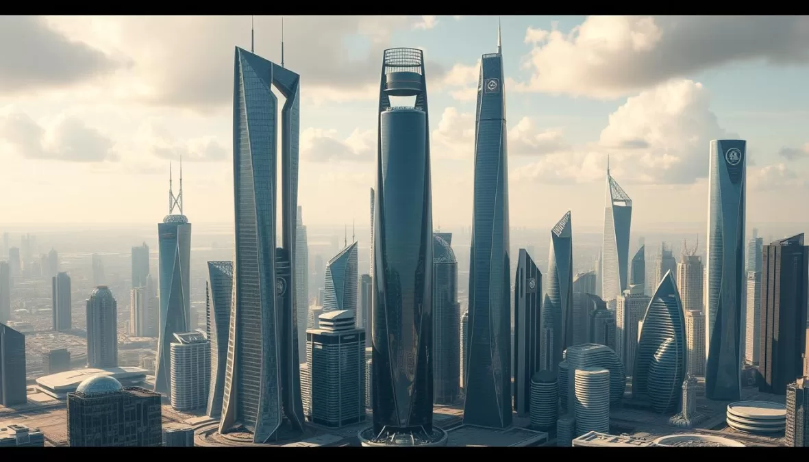 Futuristic skyline showing the potential evolution of skyscraper design beyond 2025