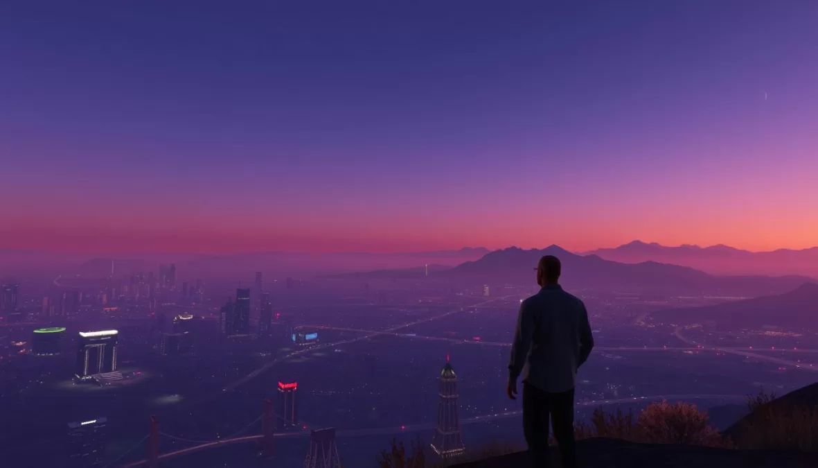 Grand Theft Auto V gameplay showing Los Santos cityscape, one of the top 10 video games of all time