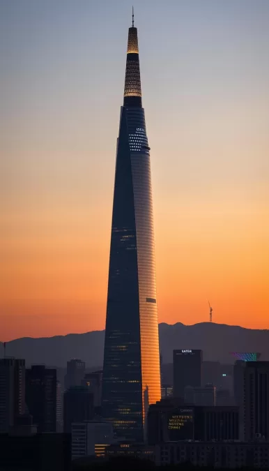 Lotte World Tower with its elegant tapered silhouette in Seoul
