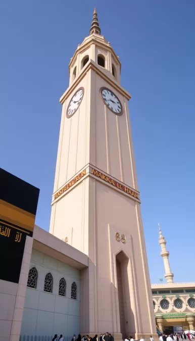 Makkah Royal Clock Tower overlooking the Grand Mosque in Mecca