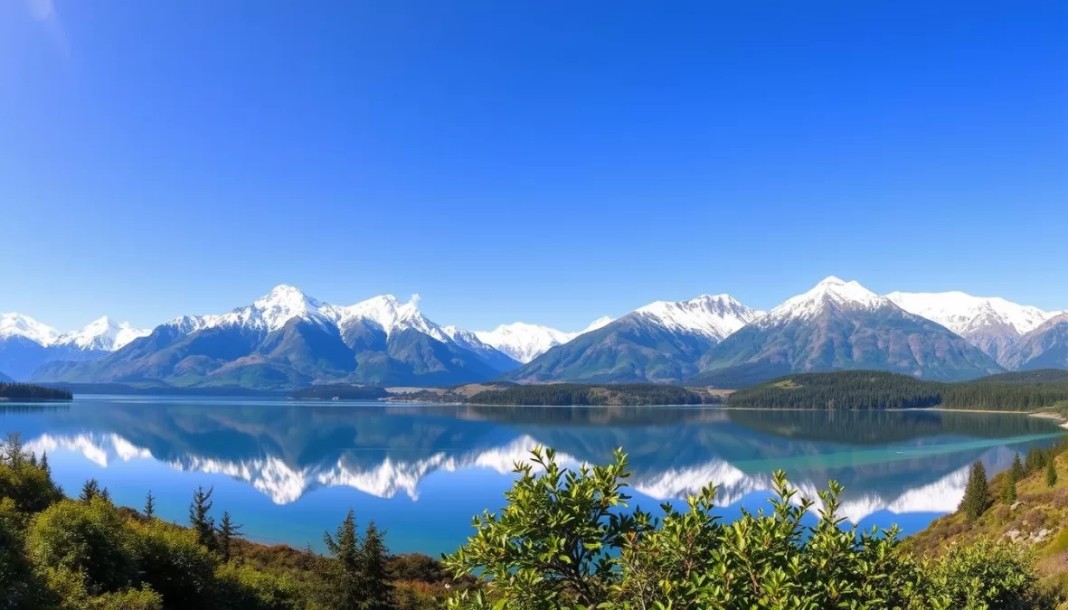 New Zealand landscape with mountains and lakes showcasing the natural beauty that contributes to work-life balance