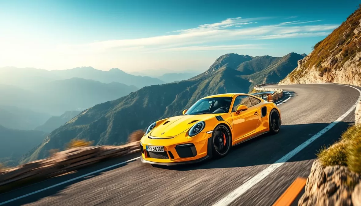 Porsche 911 GT3 on a mountain road, representing the driver's choice among the best cars in the world