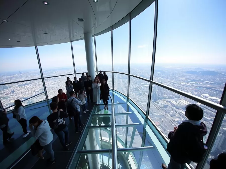 Seoul Sky observation deck with glass floor in Lotte World Tower