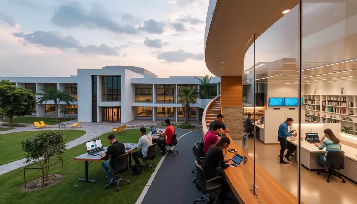 Vijaybhoomi University campus with modern AI research facilities