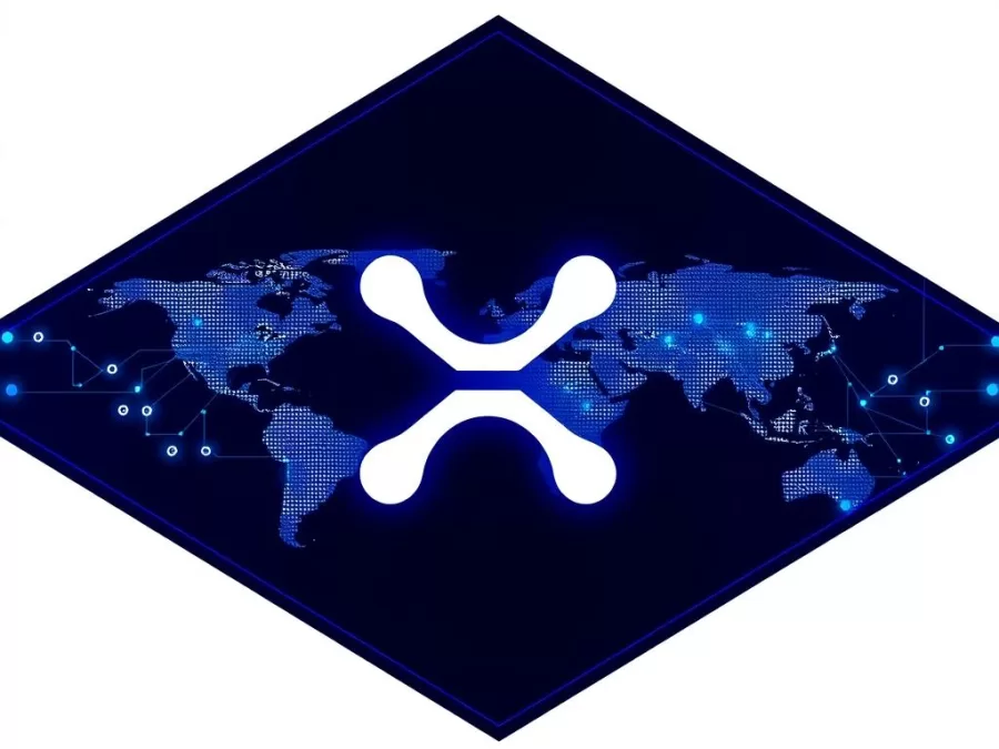 XRP logo with global payment network visualization showing XRP as best crypto to buy now 2025