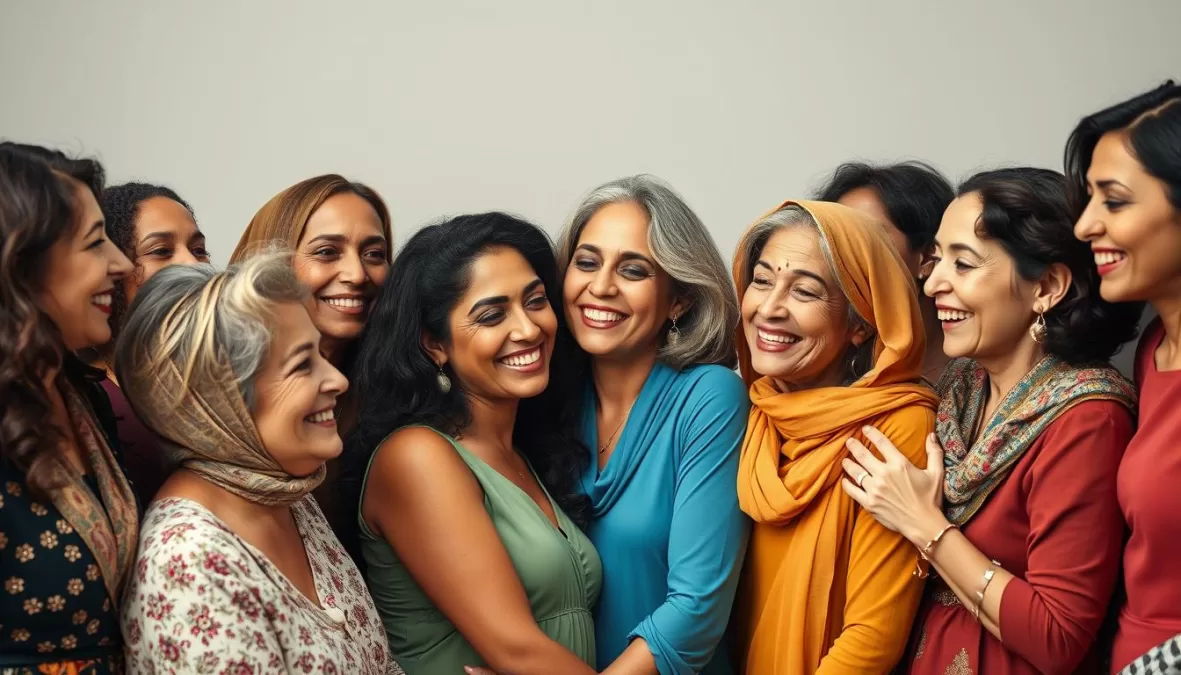 A diverse group of women from different countries showcasing universal aspects of beauty across cultures