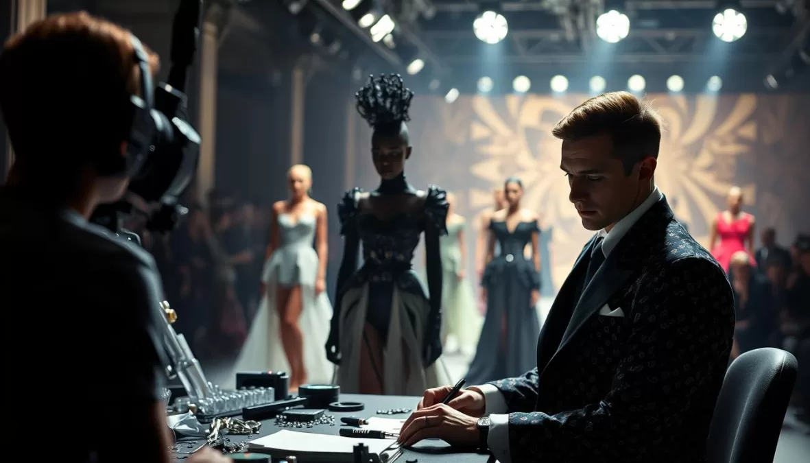 Alexander McQueen during a runway show with dramatic fashion designs