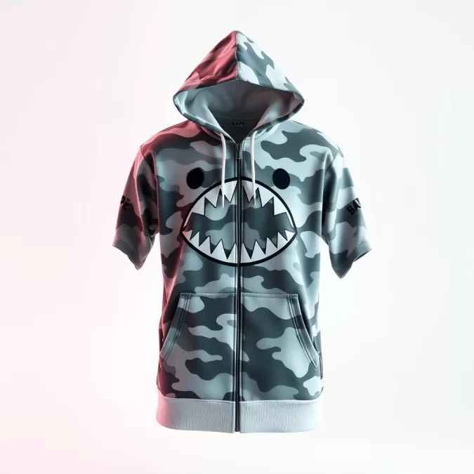BAPE Shark Hoodie with full-zip face design