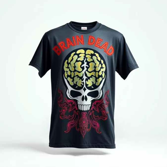 Brain Dead logo t-shirt with psychedelic graphics