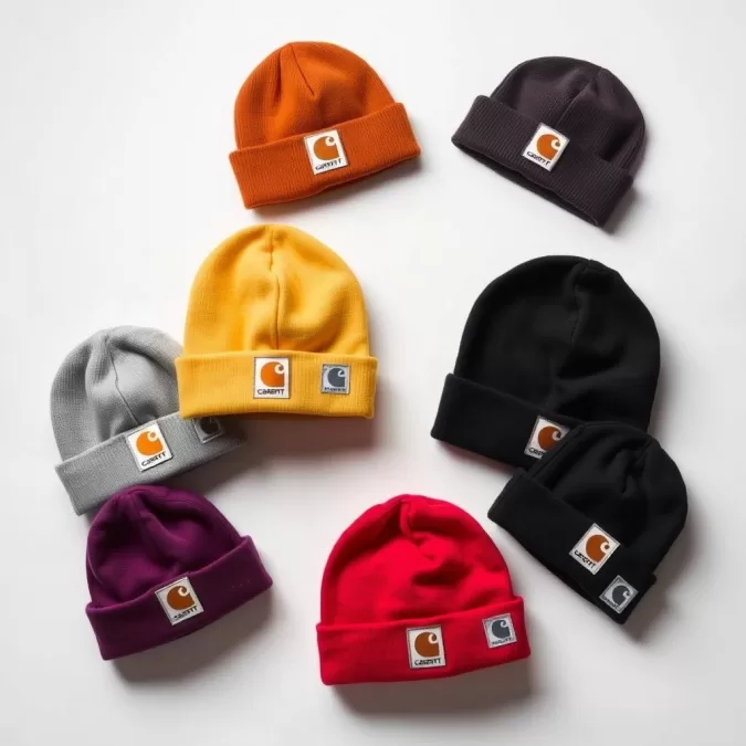 Carhartt WIP beanie with logo patch in various colors