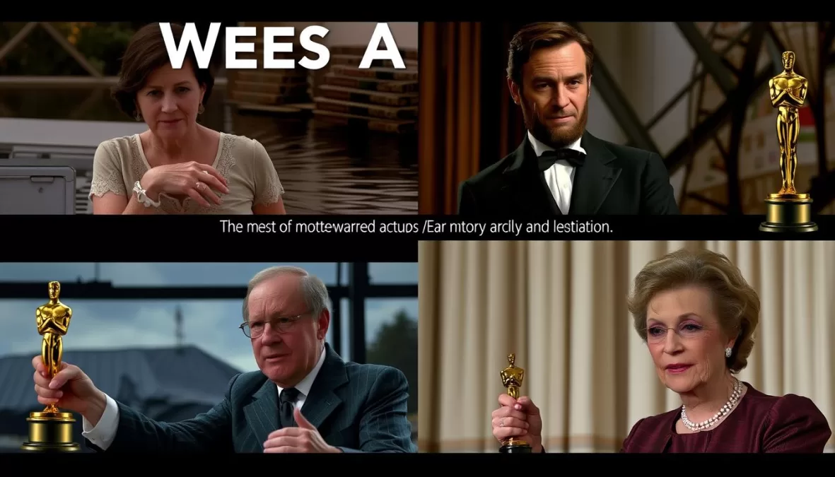 Collage of scenes from Oscar-winning performances by the most awarded actors and actresses in Oscar history