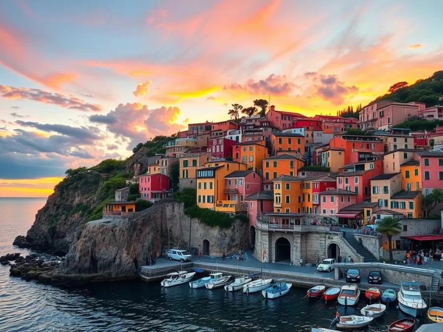 Colorful houses of Manarola village in Cinque Terre, Italy at sunset - Most Instagrammable Travel Destinations in 2025