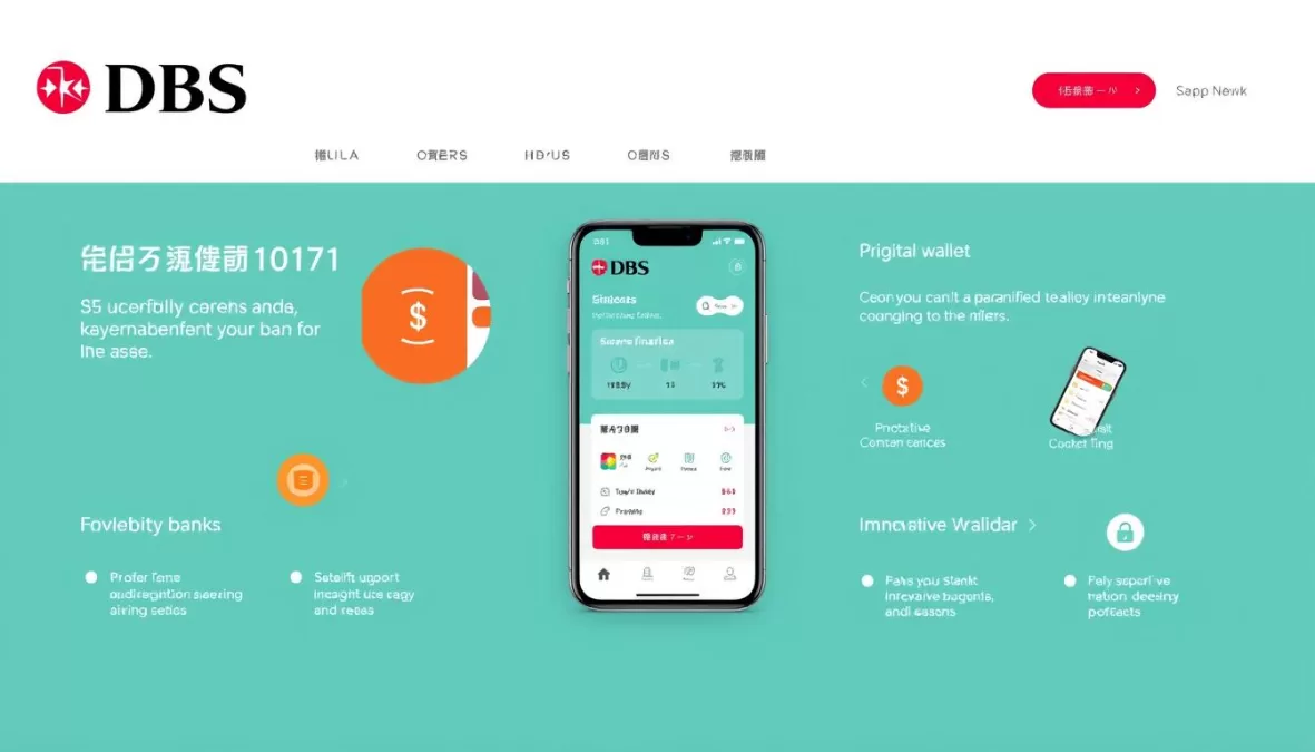 DBS Bank digital banking interface showing innovative financial services