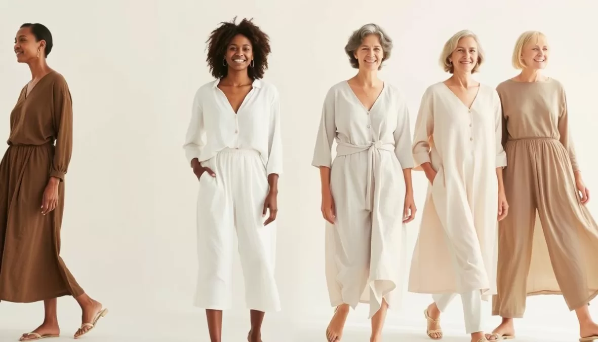 Eileen Fisher timeless sustainable fashion collection featuring minimalist designs in natural fabrics