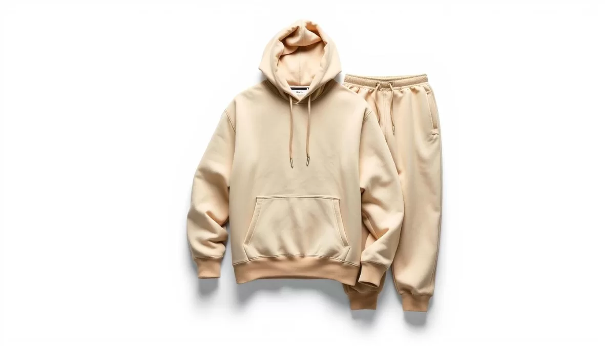 Fear of God Essentials hoodie and sweatpants in neutral tones
