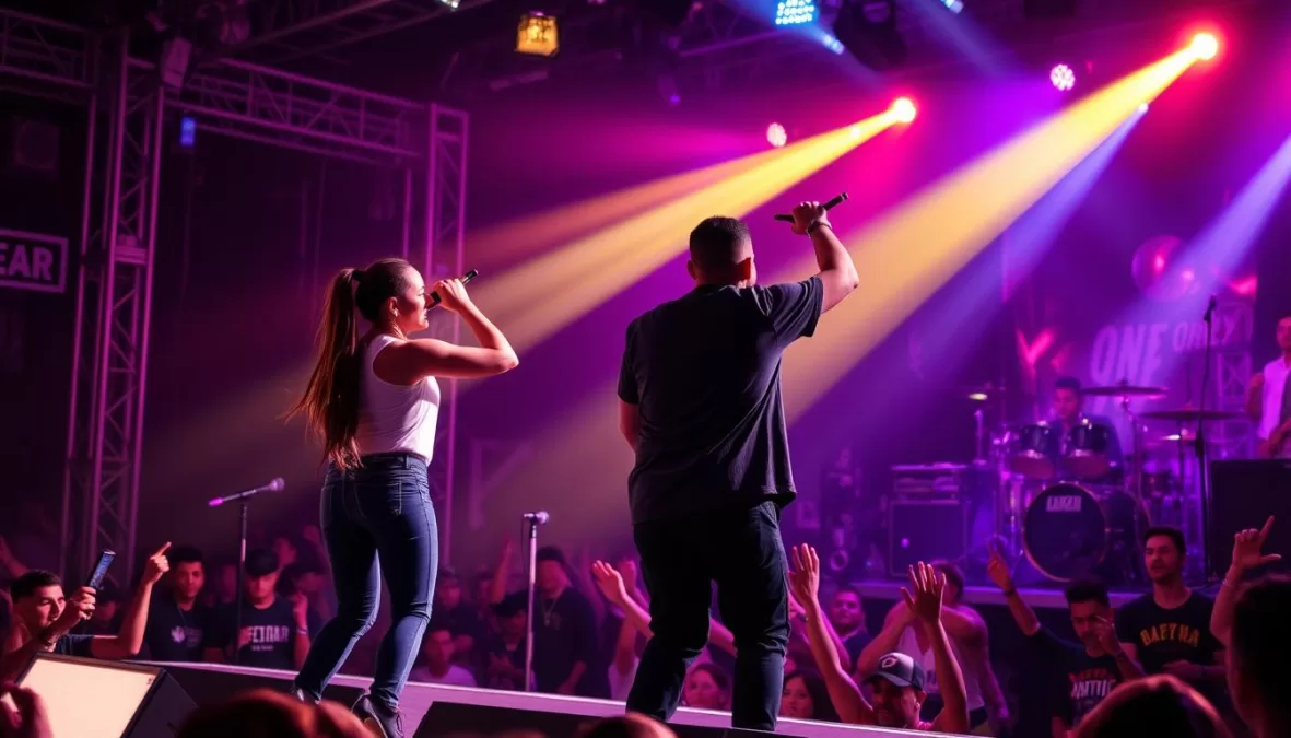 FloyyMenor and Cris Mj performing Gata Only, ranked #4 in the Top 10 Most Streamed Songs Worldwide 2024–25