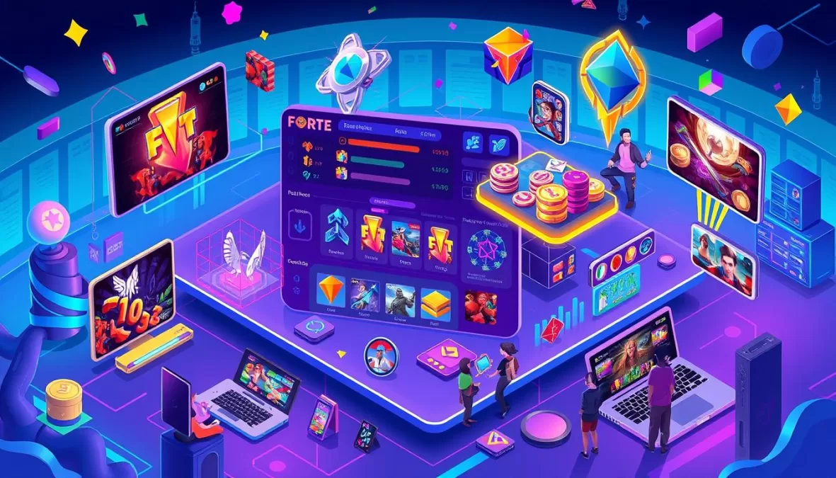 Forte's blockchain gaming platform showing NFT marketplace and game integration for Top 10 Startups to Watch in 2025