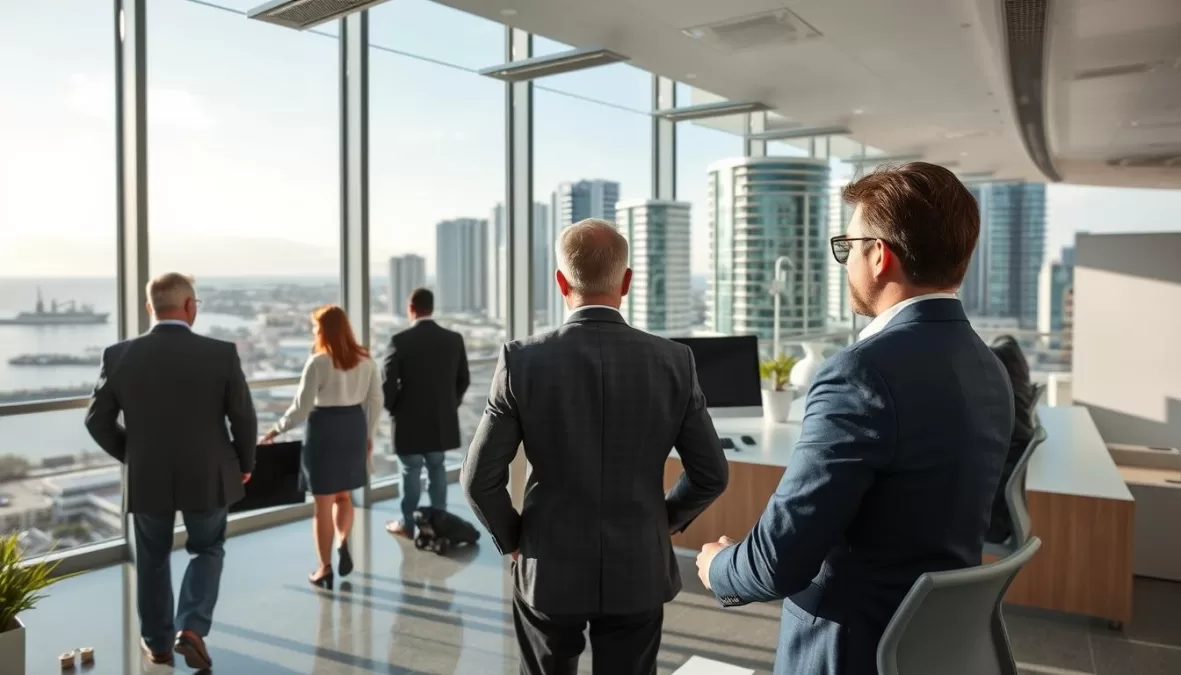 Limassol business district with Mediterranean coastline