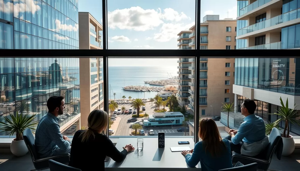 Malta's Smart City business park with Mediterranean backdrop