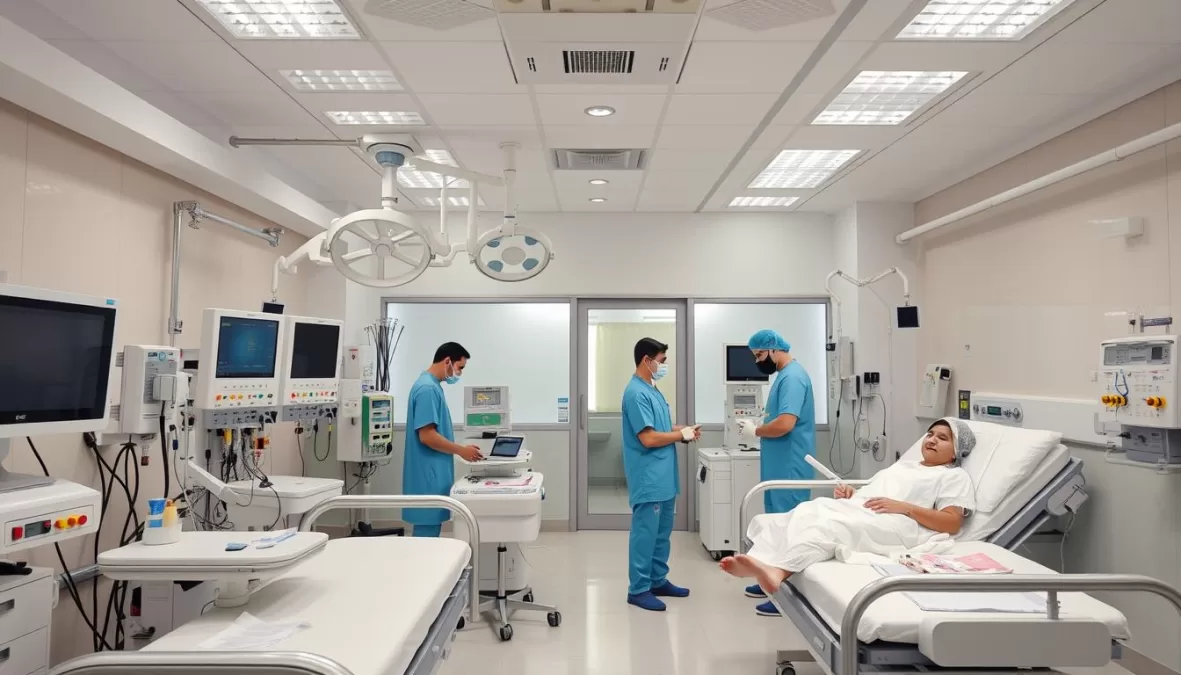 Modern cancer hospital in India with advanced medical equipment and caring medical staff